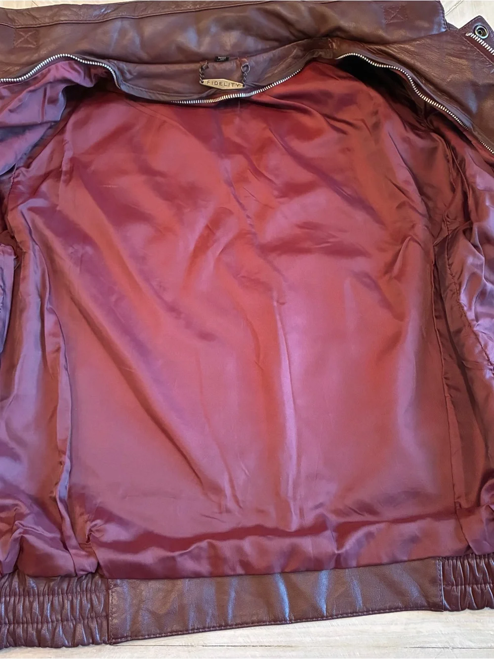 Fidelity Men's Burgundy Leather Bomber Jacket